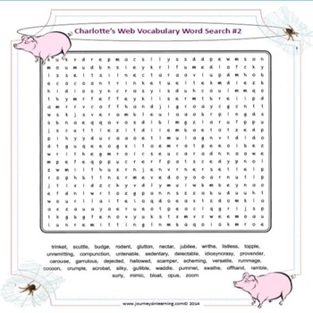 charlottes web vocabulary word searches by journeys in