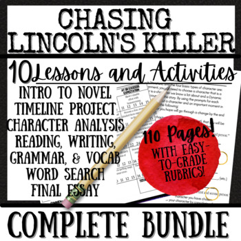 Preview of CHASING LINCOLN'S KILLER | Novel Study | Unit Bundle 10 Resources!