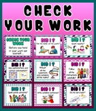 CHECK YOUR WORK- NEAT WORK CLASSROOM POSTERS- LITERACY ENG