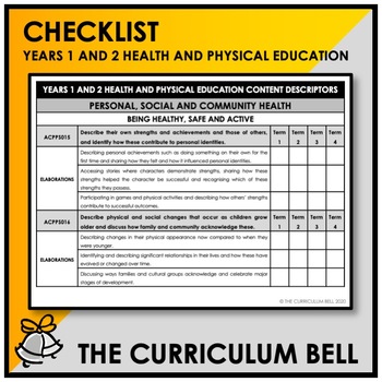 Preview of CHECKLIST | AUSTRALIAN CURRICULUM | YEARS 1 AND 2 HEALTH