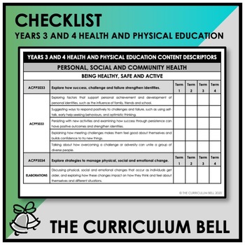 Preview of CHECKLIST | AUSTRALIAN CURRICULUM | YEARS 3 AND 4 HEALTH