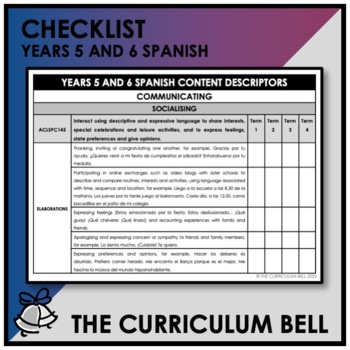 Preview of CHECKLIST | AUSTRALIAN CURRICULUM | YEARS 5 AND 6 SPANISH