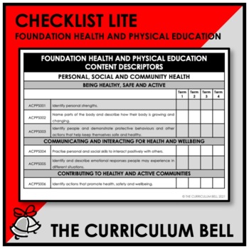 Preview of CHECKLIST LITE | AUSTRALIAN CURRICULUM | FOUNDATION HEALTH AND PHYSICAL ED