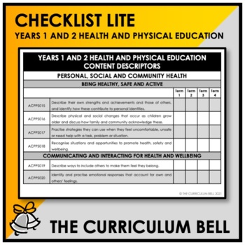Preview of CHECKLIST LITE | AUSTRALIAN CURRICULUM | YEARS 1 AND 2 HEALTH AND PHYSICAL ED