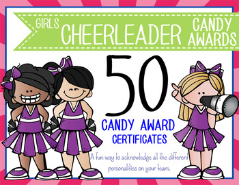 Preview of CHEERLEADER - girls - Candy Award Certificates - editable MS Power Point