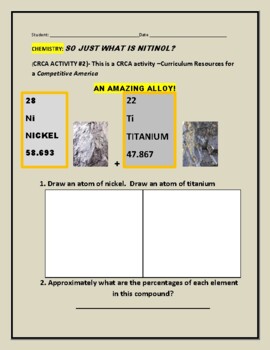 Preview of CHEMISITRY:  WHAT IS NITINOL? A MARVELOUS COMPOUND: CRCA #2 MG, CHEM, AP CHEM