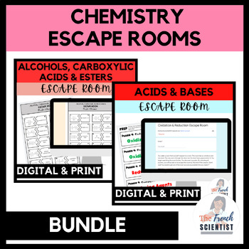 Preview of CHEMISTRY Alcohols, Carboxylic Acids, Esters & Acids Bases Escape Room BUNDLE 31