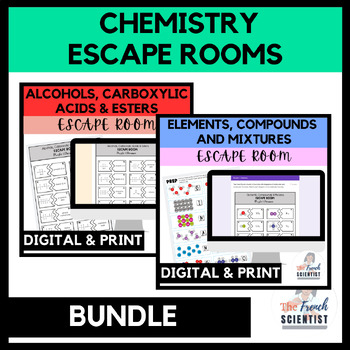 Preview of CHEMISTRY Alcohols, Carboxylic Acids, Esters & Elements Escape Room BUNDLE 33