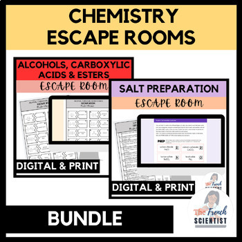 Preview of CHEMISTRY Alcohols, Carboxylic Acids, Esters & Salt Escape Room BUNDLE 32
