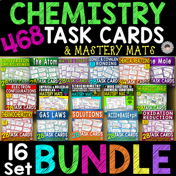 Preview of 468 Task Cards & 5 Mastery Mats~BIG CHEMISTRY BUNDLE~16 Complete Sets