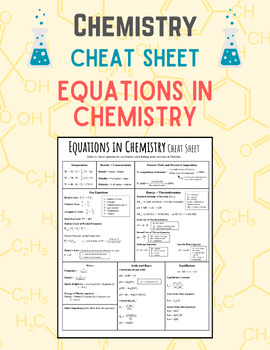 Preview of CHEMISTRY Cheat Sheet: Common Equations in Chemistry