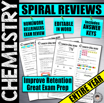 Preview of CHEMISTRY Entire Year Spiral Reviews | Bell Ringers | Warm-Ups