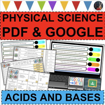 Preview of ACIDS and BASES Physical Science Task Cards Activities (PDF & DIGITAL)