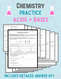 CHEMISTRY Practice: Intro to Acids + Bases - Editable - Wi