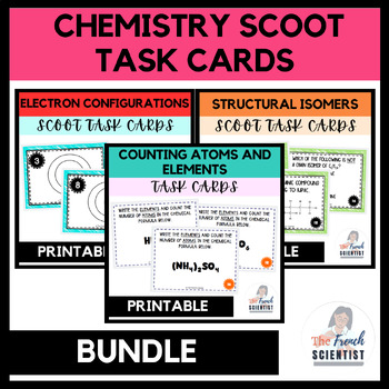 Preview of CHEMISTRY Scoot Task Cards Review Activity BUNDLE