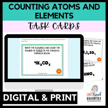 Preview of CHEMISTRY Task Cards Counting Atoms and Identifying Elements Review Activity