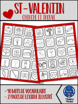 Preview of CHERCHE ET TROUVE - SAINT VALENTIN - Find it Valentine's Day Vocabulary (FRENCH)