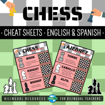 Preview of CHESS Printable Cheat Sheets in English and Spanish - Bilingual Bundle