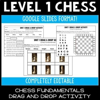 Preview of CHESS Drag n' Drop ACTIVITY: Chess Piece Understanding - GOOGLE SLIDE VERSION