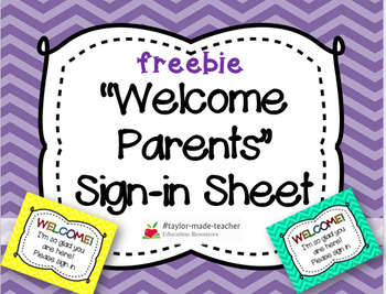 CHEVRON Welcome Parents Sign In Sheet FREEBIE by A Taylor-Made Teacher