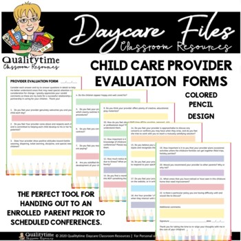 Preview of CHILD CARE DAYCARE PROVIDER EVALUATION FORMS in Colored Pencil Design