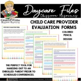 CHILD CARE DAYCARE PROVIDER EVALUATION FORMS in Colored Pe