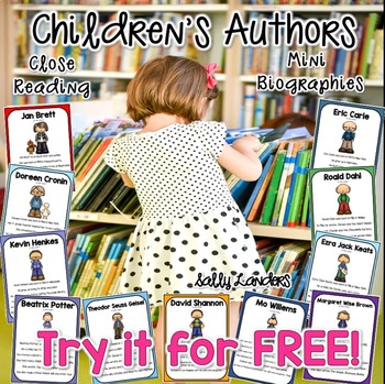 Preview of CHILDREN'S AUTHOR STUDIES -  MINI BIOGRAPHIES for EARLY ELEMENTARY - FREE GIFT 