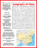 CHINA GEOGRAPHY Word Search Puzzle Worksheet Activity