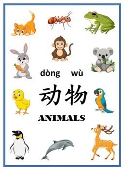 Preview of CHINESE ANIMAL PICTURE CARD AND WORKSHEET