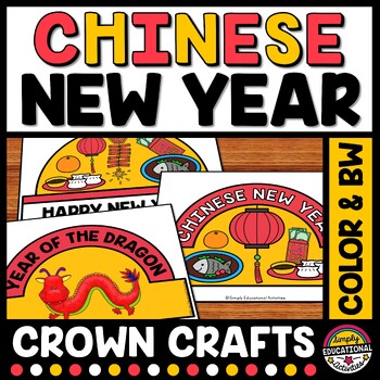 Preview of CHINESE LUNAR NEW YEAR 2024 CRAFT HAT CROWN LANTERN ART HEADBAND COLORING PAGES