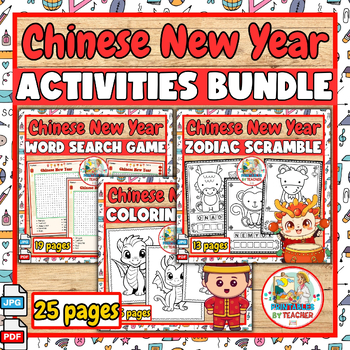 Preview of CHINESE LUNAR NEW YEAR activities bundle | coloring-games-worksheets for kids