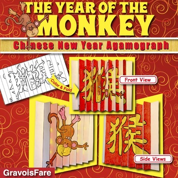 Preview of CHINESE NEW YEAR 2028 Writing Activity and Craft: Year of the Monkey Agamograph