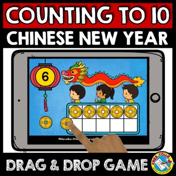 Preview of CHINESE NEW YEAR MATH BOOM CARDS ACTIVITY KINDERGARTEN COUNT 1 TO 10 TEN FRAMES