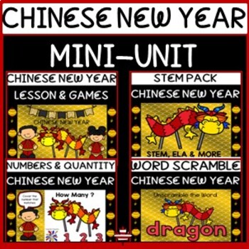 Preview of CHINESE NEW YEAR UNIT 2022!!! Lessons, STEM, ELA, Math, Games, Art and More!!!