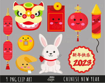 CHINESE NEW YEAR clipart, new year clipart, RABBIT, RABBIT YEAR, 2023 CHINA