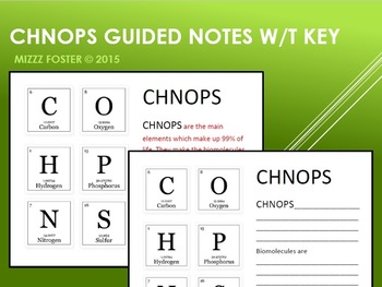 Preview of CHNOPS Elements of Life Guided Notes with KEY