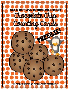 Preview of CHOCOLATE CHIP COUNTING CARDS  Counting 0-20 Task Cards Scoot FREEBIE!
