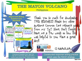 Preview of FREEBIE CHOICE BOARD "Philippines, Mayon Volcano":  Writing Center W 6.8