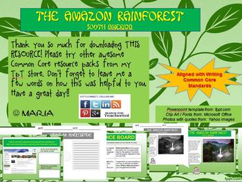 Preview of CHOICE BOARD "South America, Amazon Rainforest" Writing Center W 6.8