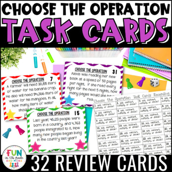 Preview of Word Problem Task Cards: Choose the Operation Math Review