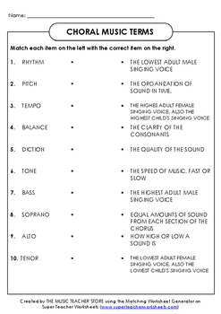 Preview of CHORAL MUSIC TERMS MATCHING- QUICK ASSESSMENT ONLINE,VIRTUAL