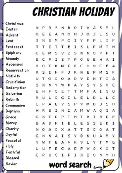 CHRISTIAN HOLIDAY Word Search Puzzle , CHRISTIAN HOLIDAY Word Search ...