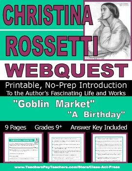 Preview of CHRISTINA ROSSETTI Webquest | Worksheets | Printables