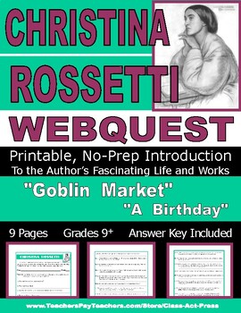 Preview of CHRISTINA ROSSETTI Webquest: Printable Worksheets for the Famous English Author