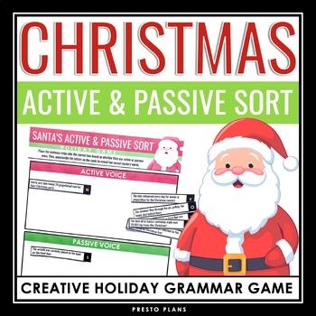 Preview of Christmas Grammar Activity - Active and Passive Voice Interactive Sorting Game