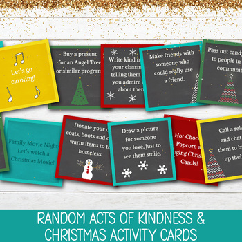 Preview of CHRISTMAS ACTIVITY CARDS HOLIDAY PRINTABLE, ADVENT RANDOM ACTS OF KINDNESS NOTES