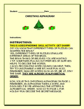 Preview of CHRISTMAS ALPHAGRAM: DECODING PUZZLE / GRADES 4-8, MG & ANCIENT HISTORY
