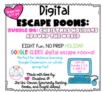 Preview of CHRISTMAS AROUND THE WORLD BUNDLE: Digital Escape Room BUNDLE | 8 Escape Rooms!