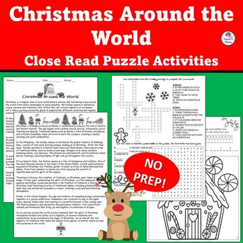 Preview of CHRISTMAS AROUND THE WORLD CLOSE READ & PUZZLE ACTIVITIES Middle & High School