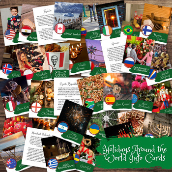 Preview of CHRISTMAS Around the WORLD Info Cards - Learn 32 International Traditions!